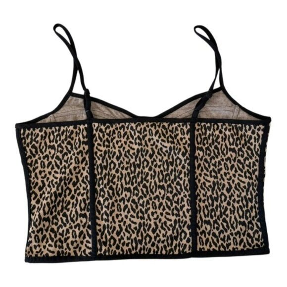 ANTHROPOLOGIE Blue Tassel Leopard Corset Cami Top Size XL NEW - Picture 4 of 6